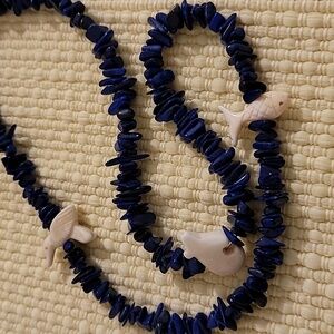 Necklace Lapis & Carved Shell Fetish Choker